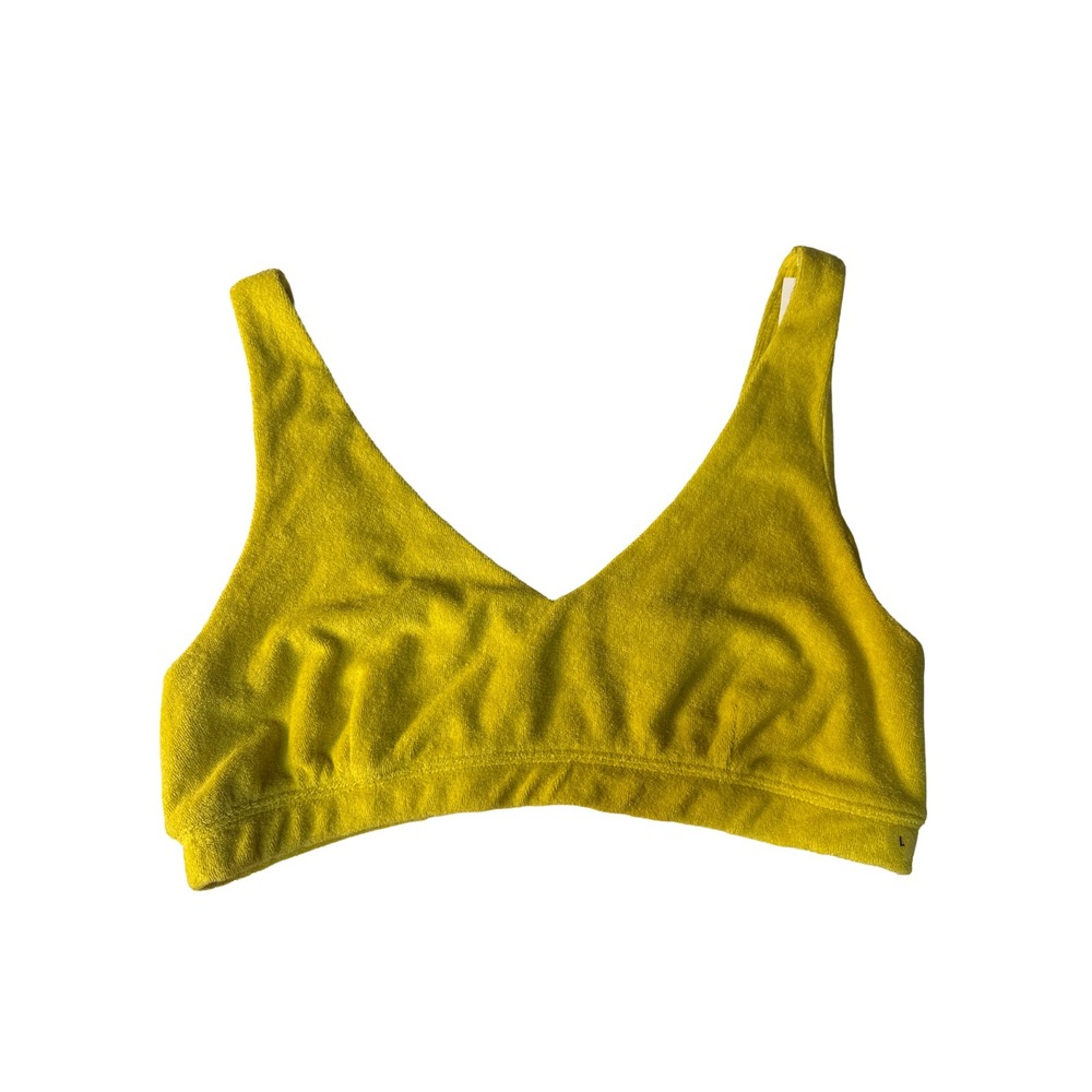 OFFLINE‎ Aerie Summer Lights Terry Sports Bra Yellow Lounge Active Large NWT